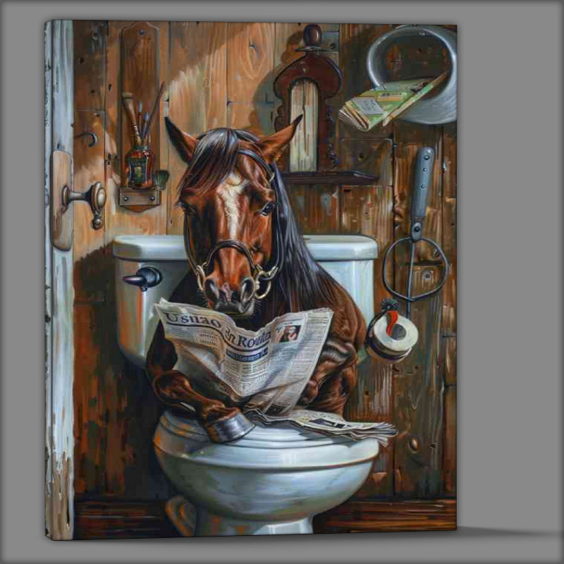 Buy Canvas : (Race horce with results on the toilet)