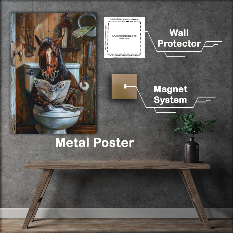 Buy Metal Poster : (Race horce with results on the toilet)
