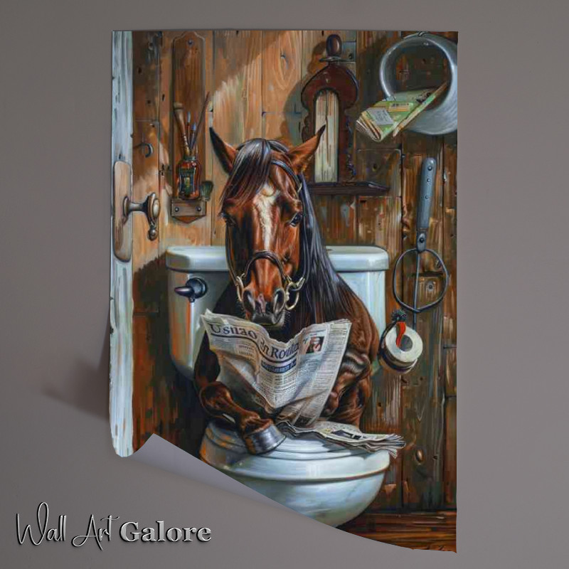 Buy Unframed Poster : (Race horce with results on the toilet)