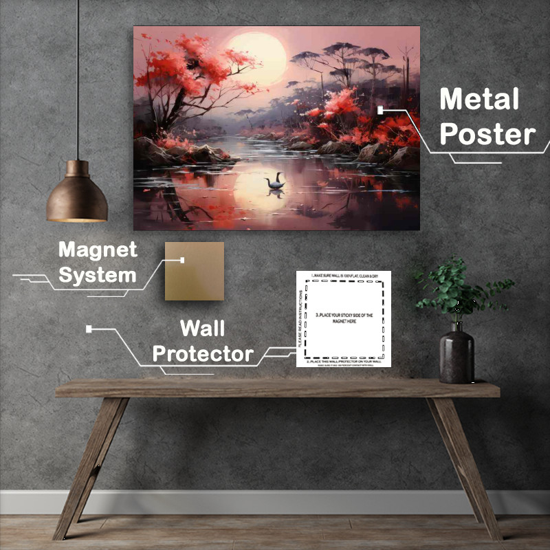 Buy Metal Poster : (Koi and crane the Seasons A Japanese Perspective)