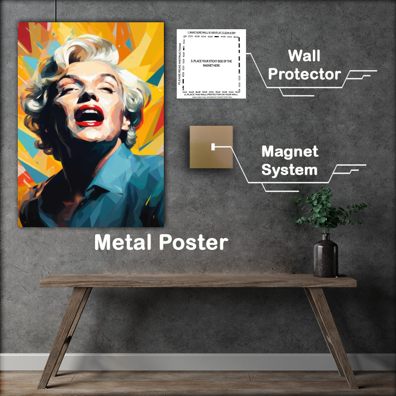 Buy Metal Poster : (Marilyn Monroe in yellow blue paint style)