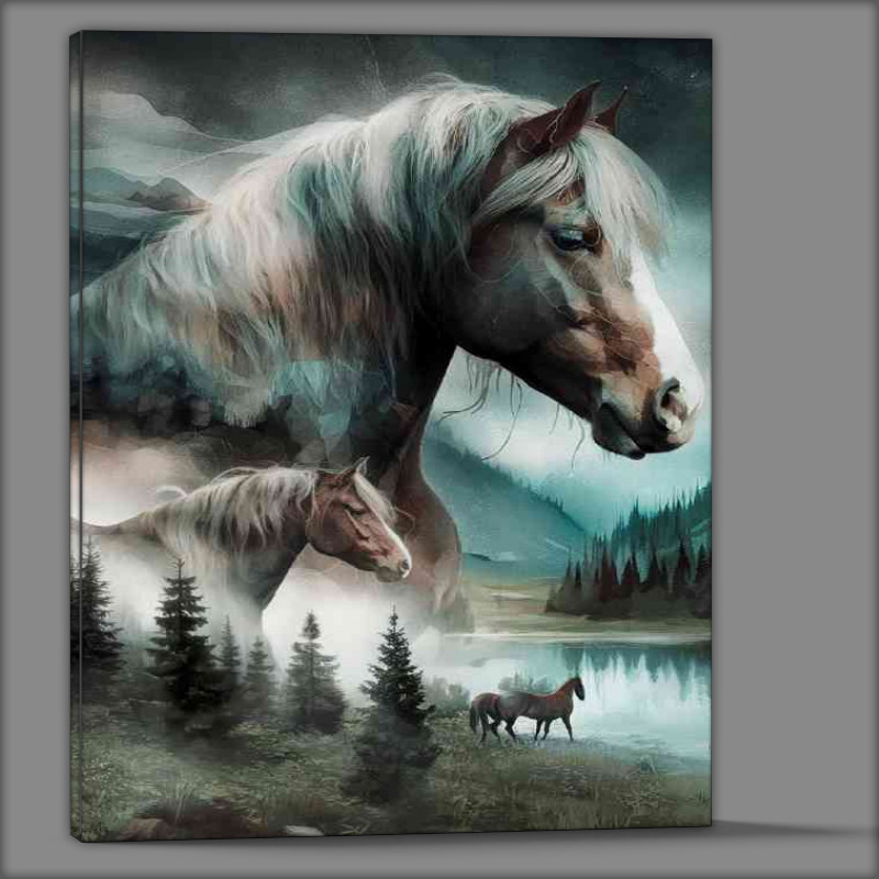 Buy Canvas : (A majestic horse with a flowing mane)