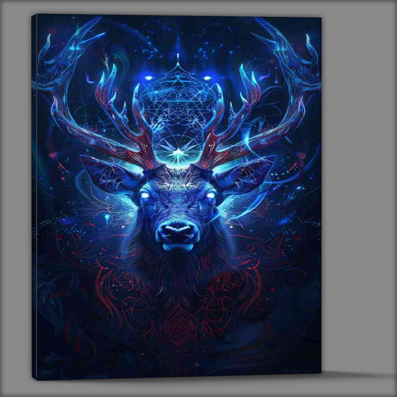 Buy Canvas : (Beautiful deer head with blue lighting)
