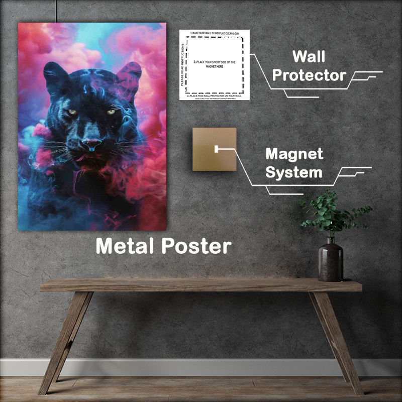 Buy Metal Poster : (Black panther surrounded by smoke)