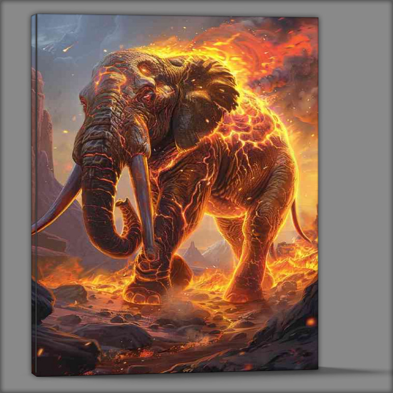 Buy Canvas : (Giant majestic Elephant made of fire)