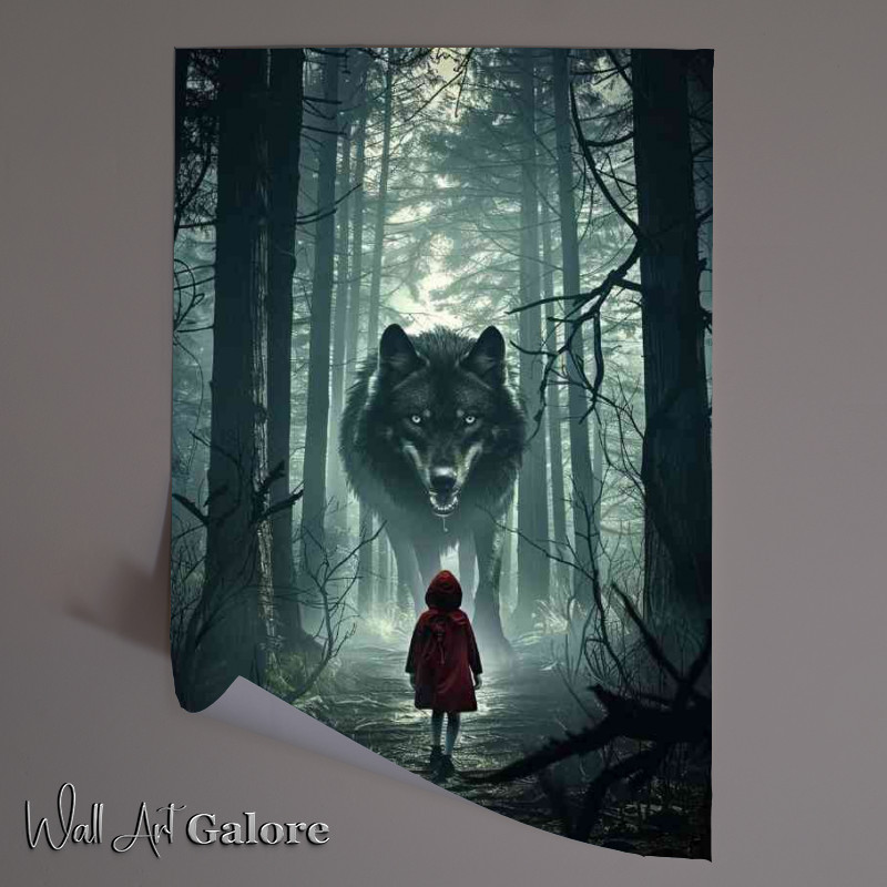 Buy Unframed Poster : (Little Red Riding Hood and the black wolf)