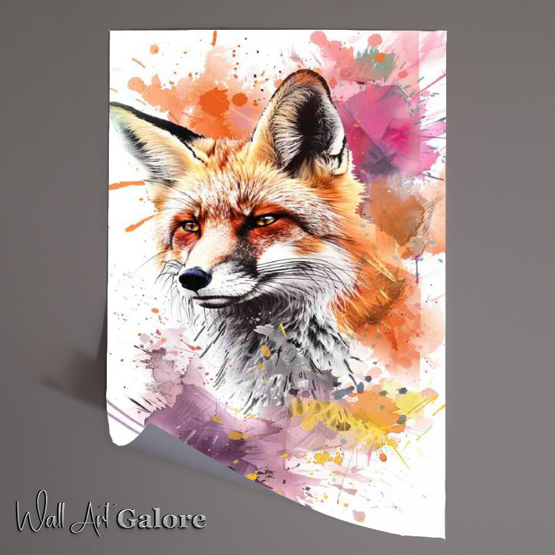 Buy Unframed Poster : (Mr red fox splashe art watercolour)
