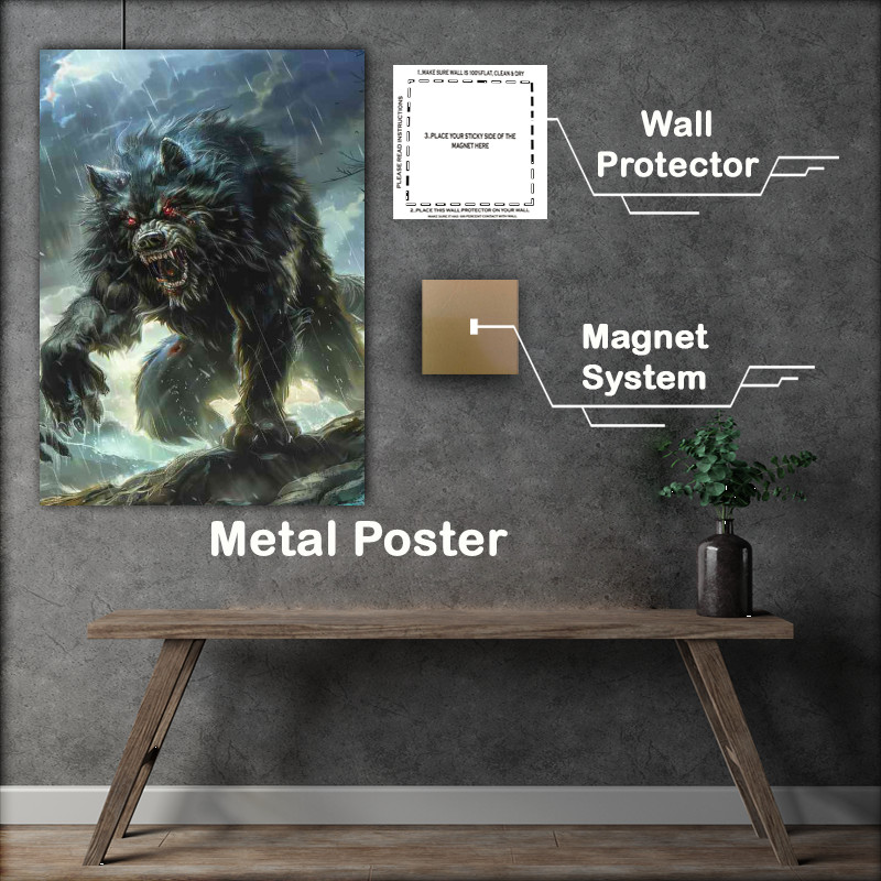 Buy Metal Poster : (The snarling black wolf)