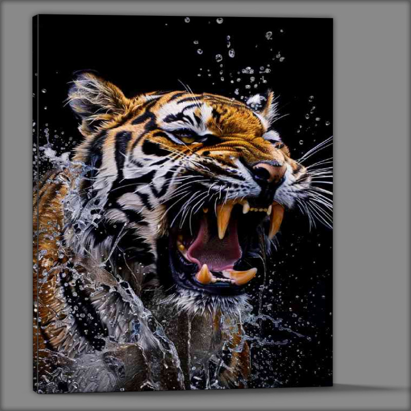 Buy Canvas : (Water splash tiger roar)