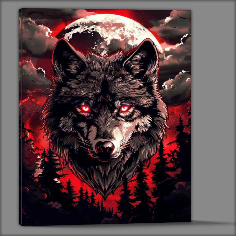 Buy Canvas : (Wolf with piercing red eyes)