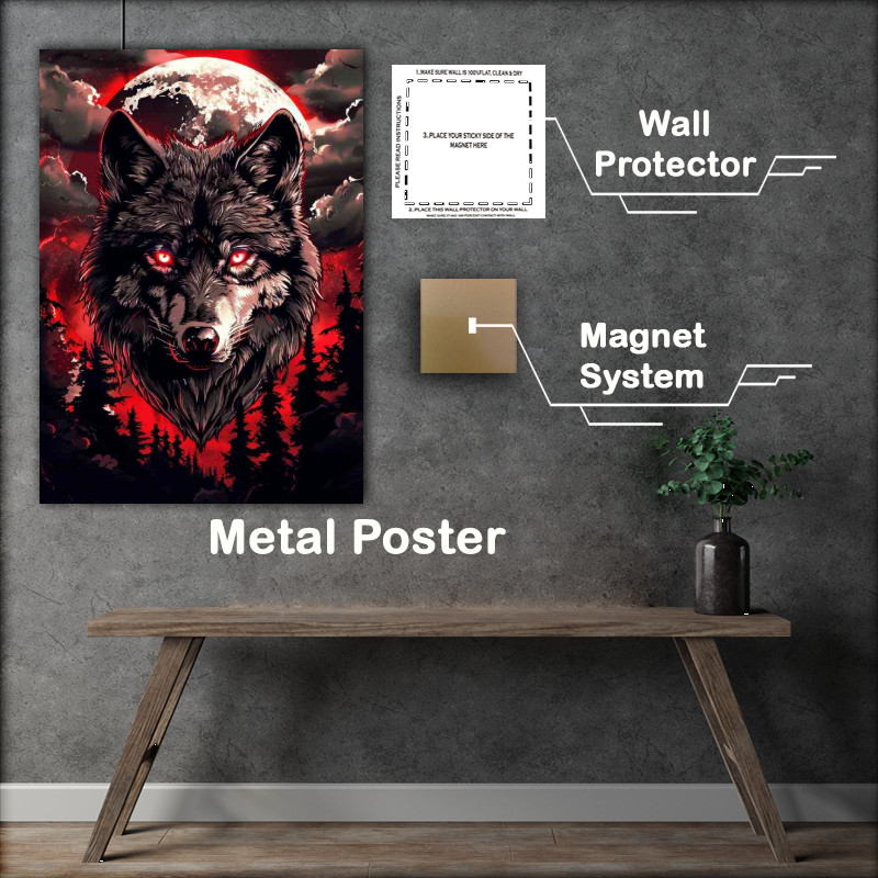 Buy Metal Poster : (Wolf with piercing red eyes)