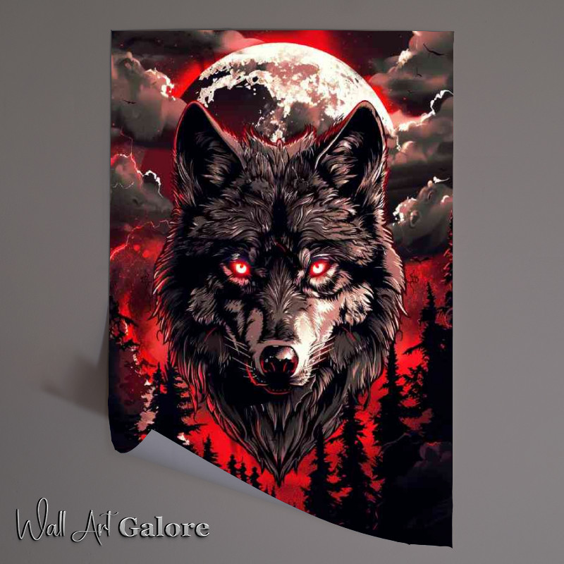 Buy Unframed Poster : (Wolf with piercing red eyes)