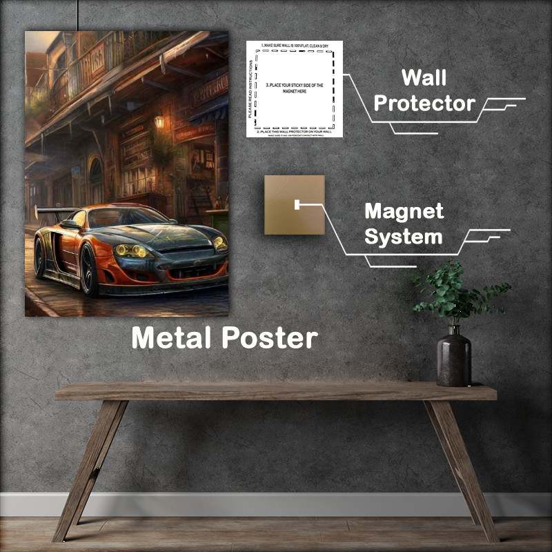 Buy Metal Poster : (Super car in the old school road)