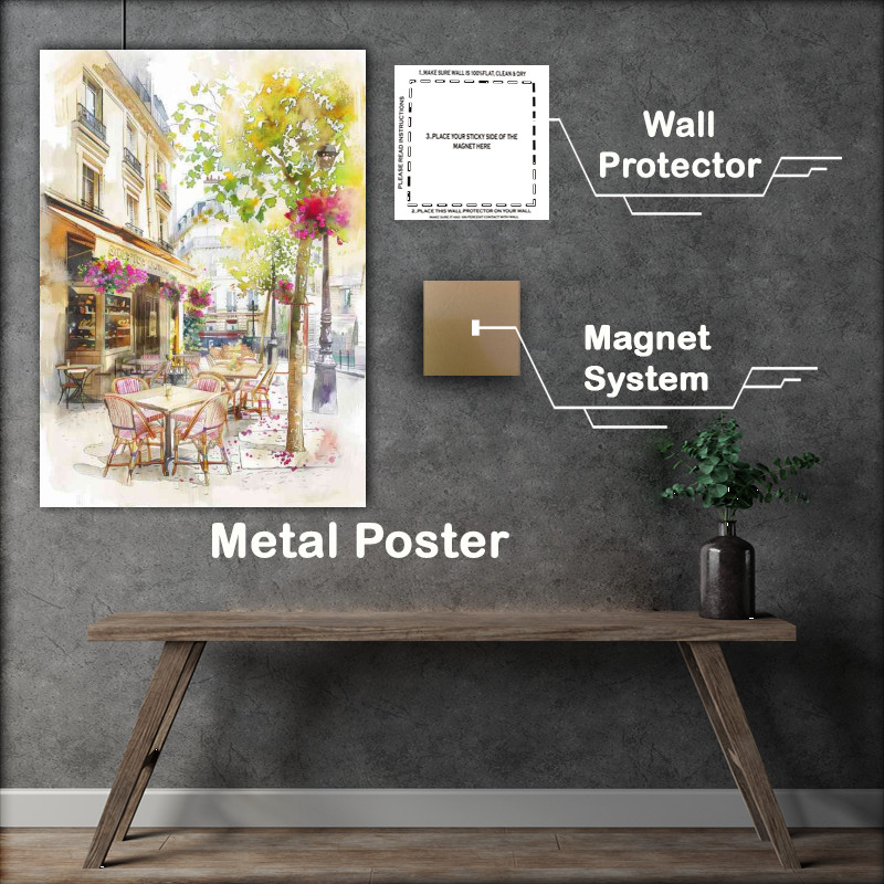 Buy Metal Poster : (Coffee in a paris street cafe)