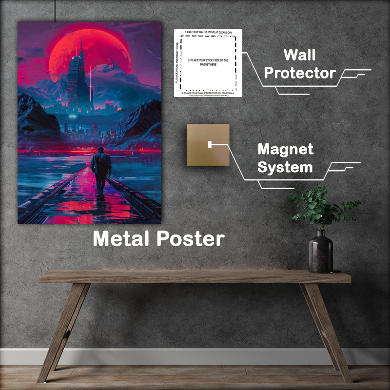 Buy Metal Poster : (Cyberpunk walking to the city)
