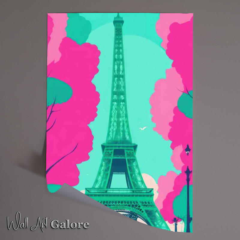Buy Unframed Poster : (Eiffel Tower Paris a flat design)
