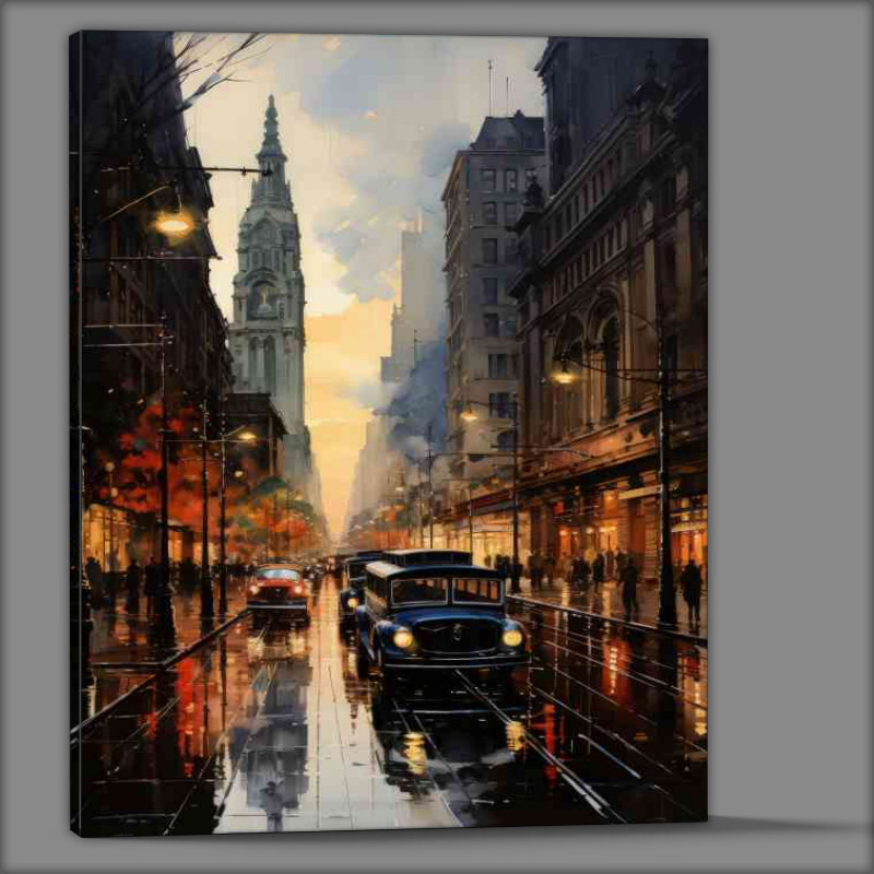 Buy Canvas : (New york city busy street scene)