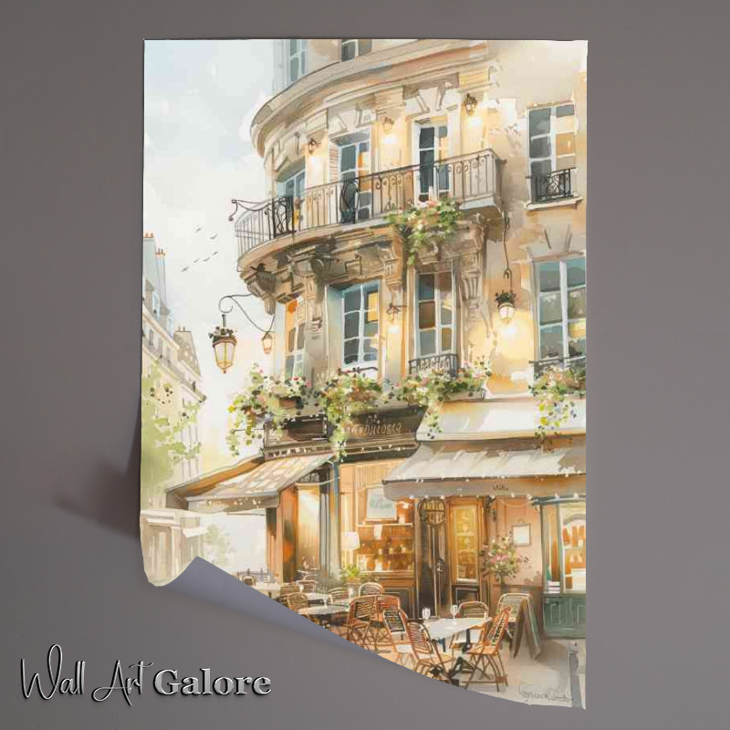 Buy Unframed Poster : (Parisian cafe in watercolour)