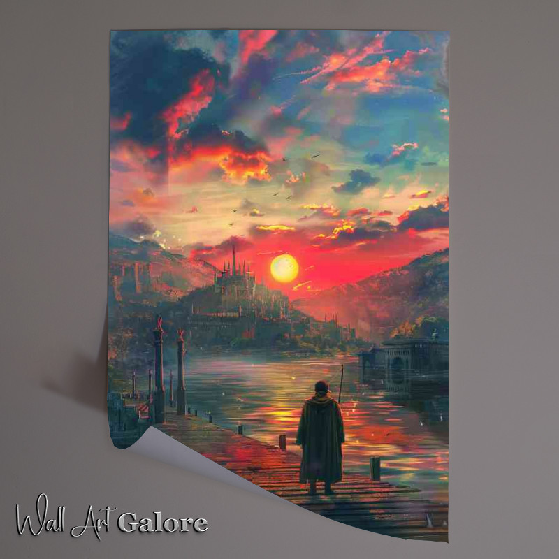 Buy Unframed Poster : (Sunset over the city with an ancient palace)