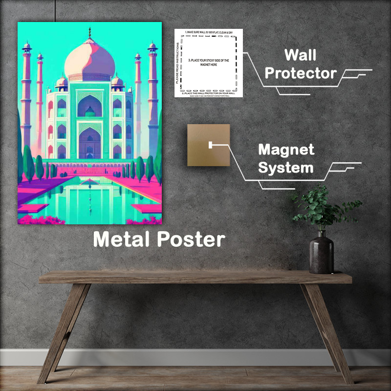 Buy Metal Poster : (Taj Mahal India a flat design)
