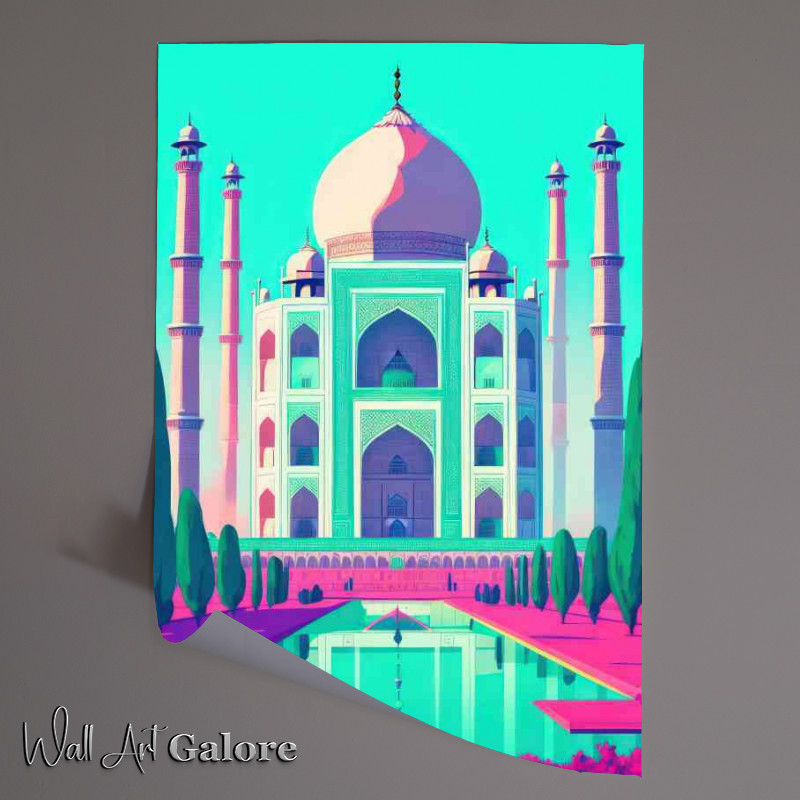 Buy Unframed Poster : (Taj Mahal India a flat design)