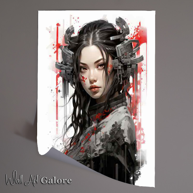 Buy Unframed Poster : (Cyberpunk Japanese girl ink style)
