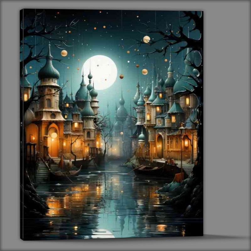 Buy Canvas : (Venice from the water in full moon)