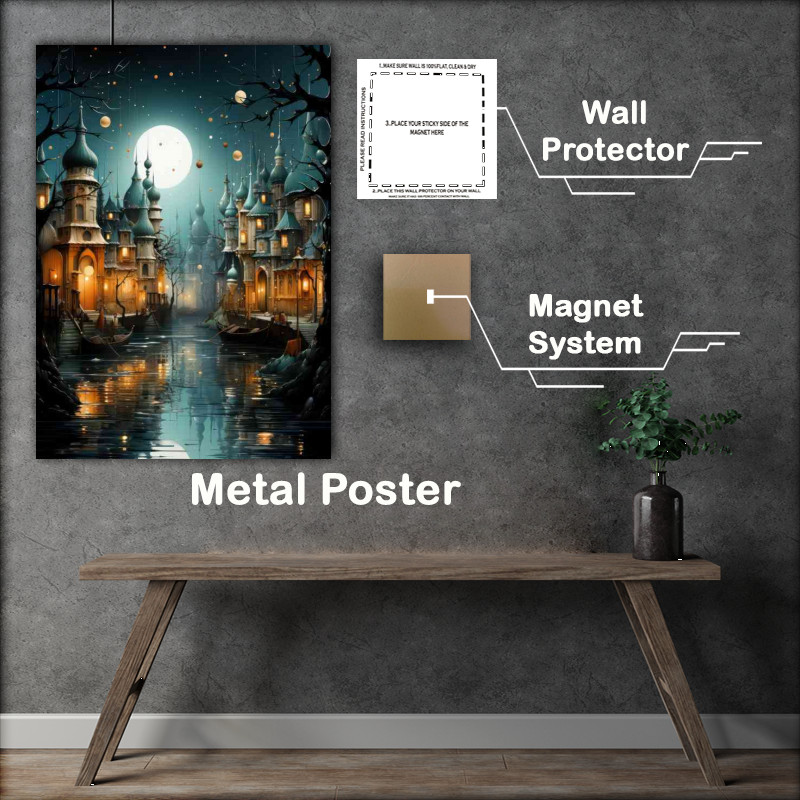 Buy Metal Poster : (Venice from the water in full moon)