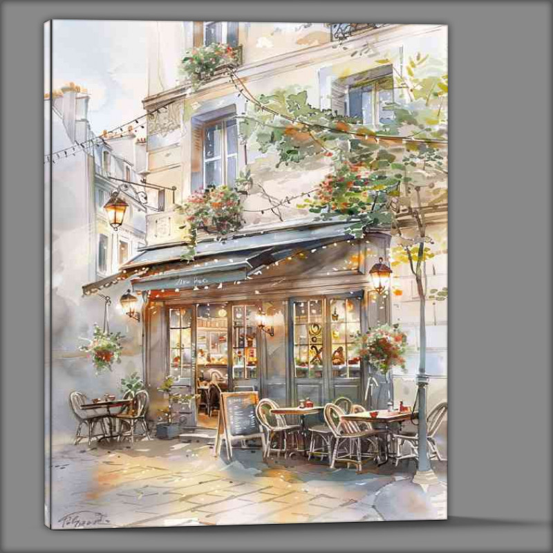 Buy Canvas : (Watercolor Parisian cafe)