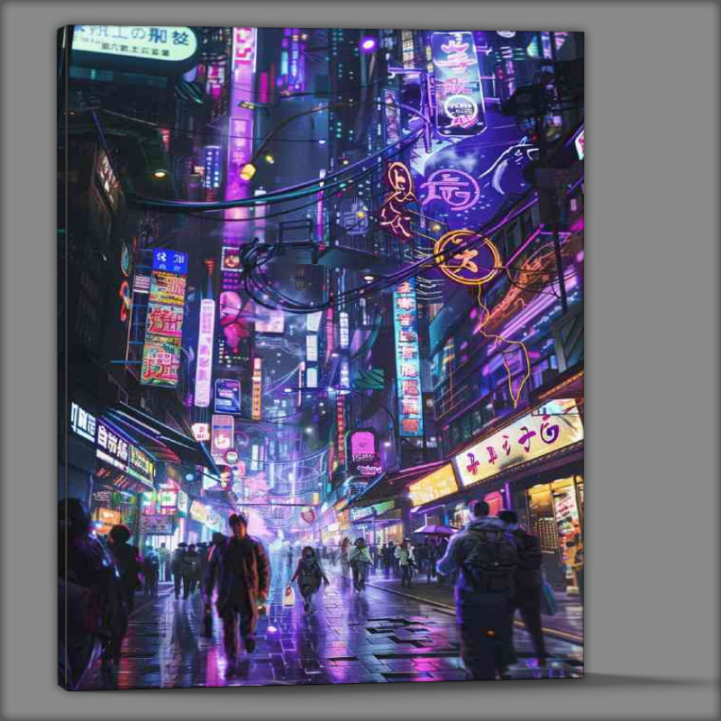 Buy Canvas : (Anime aesthetics an Asian futuristic city street)