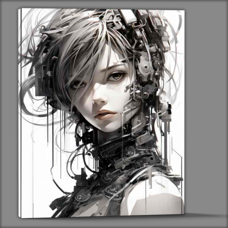 Buy Canvas : (Cyberpunk girl Japanese ink futuristic)