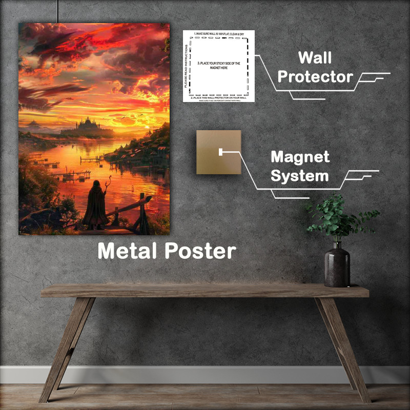 Buy Metal Poster : (Sunset over the river)