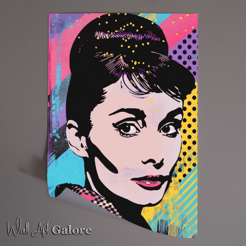 Buy Unframed Poster : (A pop art painting of Audrey Hepburn with polka dots)