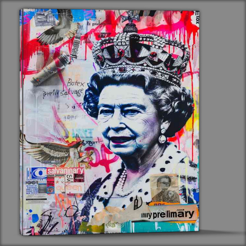 Buy Canvas : (Collage of street art depicting the Queens portrait)