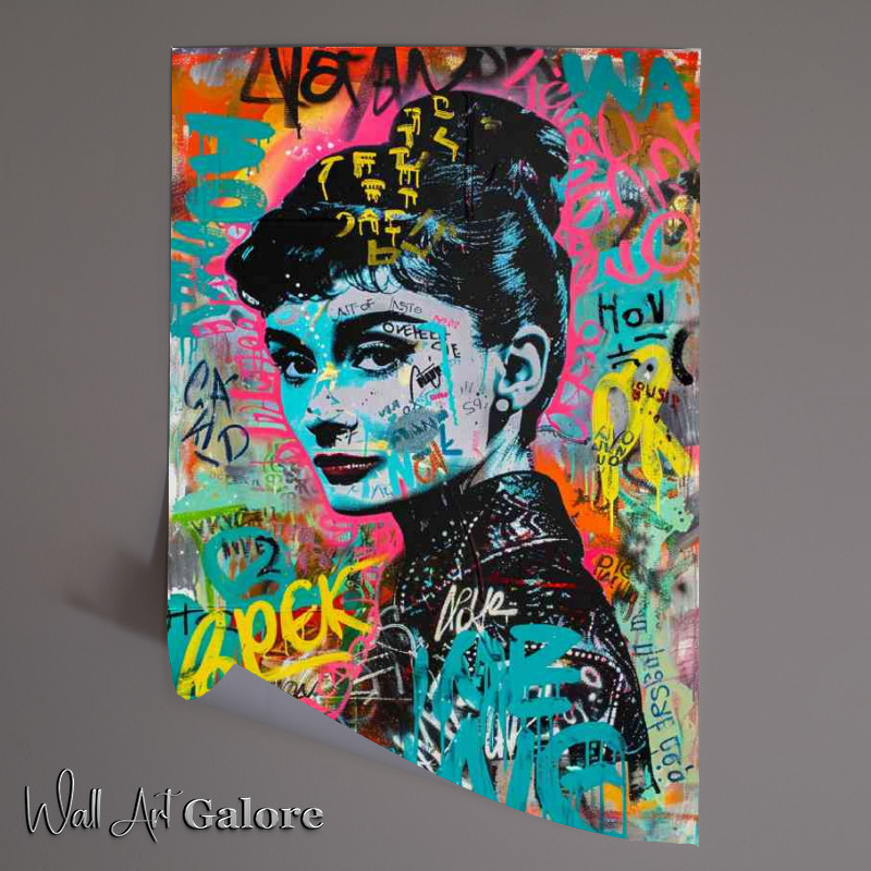 Buy Unframed Poster : (Painting of Audrey Hepburn in the style of graffiti)