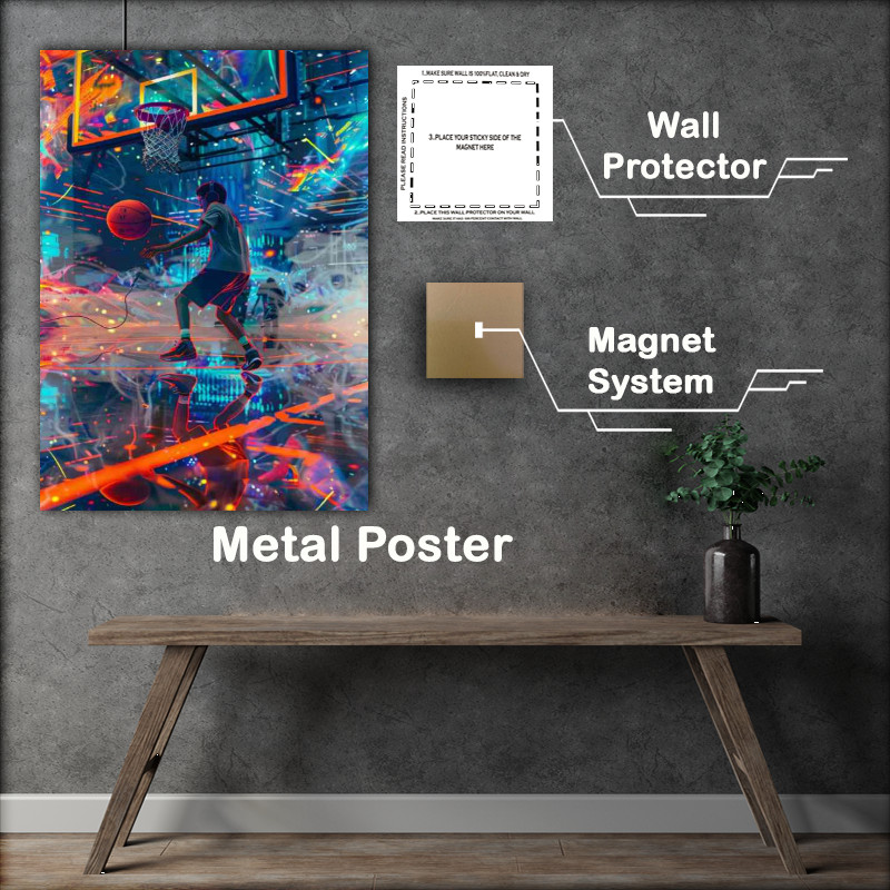 Buy Metal Poster : (Basketball on fire)