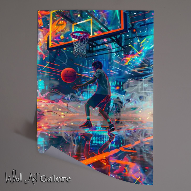 Buy Unframed Poster : (Basketball on fire)