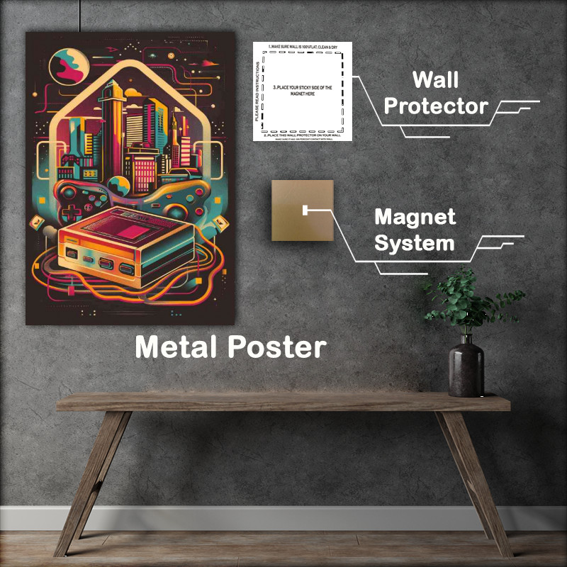 Buy Metal Poster : (Game over retro console)