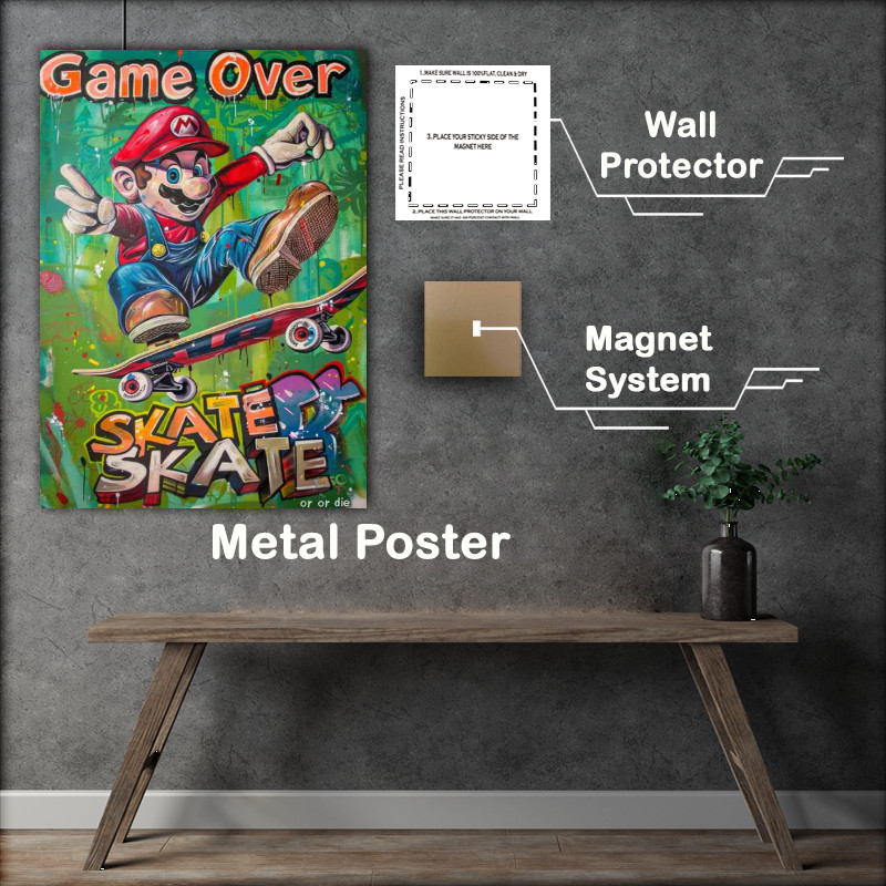Buy Metal Poster : (Skate with style game over)