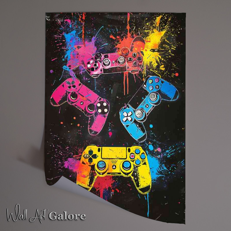Buy Unframed Poster : (Splash art gaming controllers)