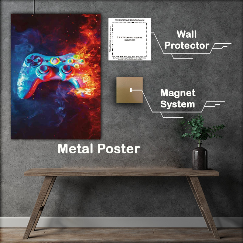 Buy Metal Poster : (Video game controller red green and blue)