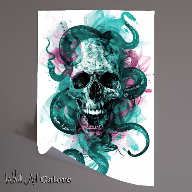Buy Unframed Poster : (A Snake and skull drawing)