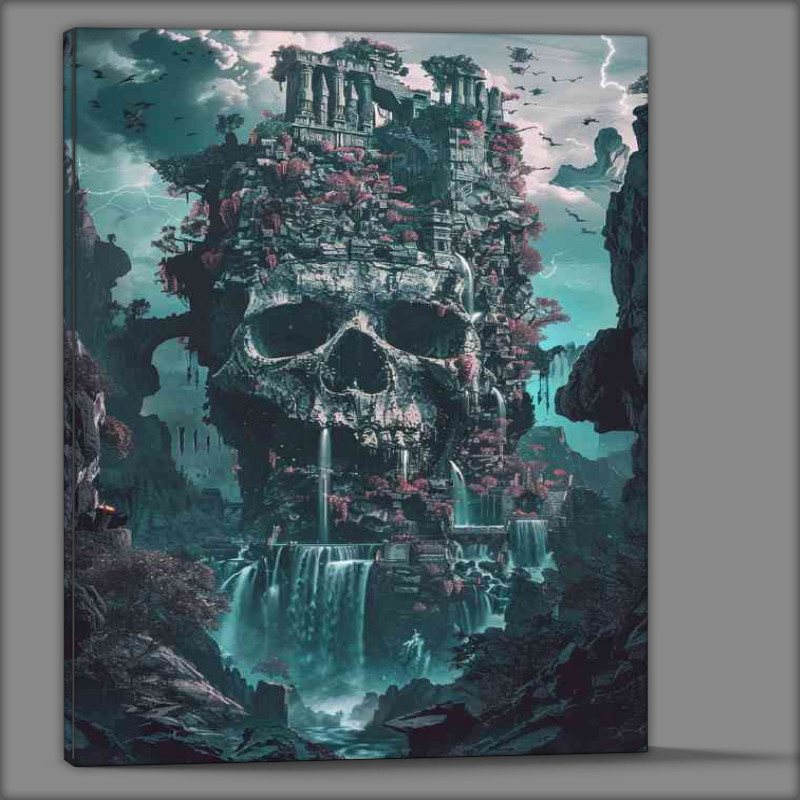 Buy Canvas : (A skull made of stone with waterfalls)