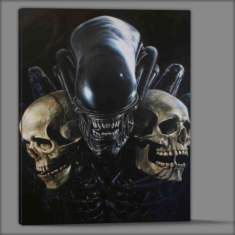 Buy Canvas : (Alien head with skulls)