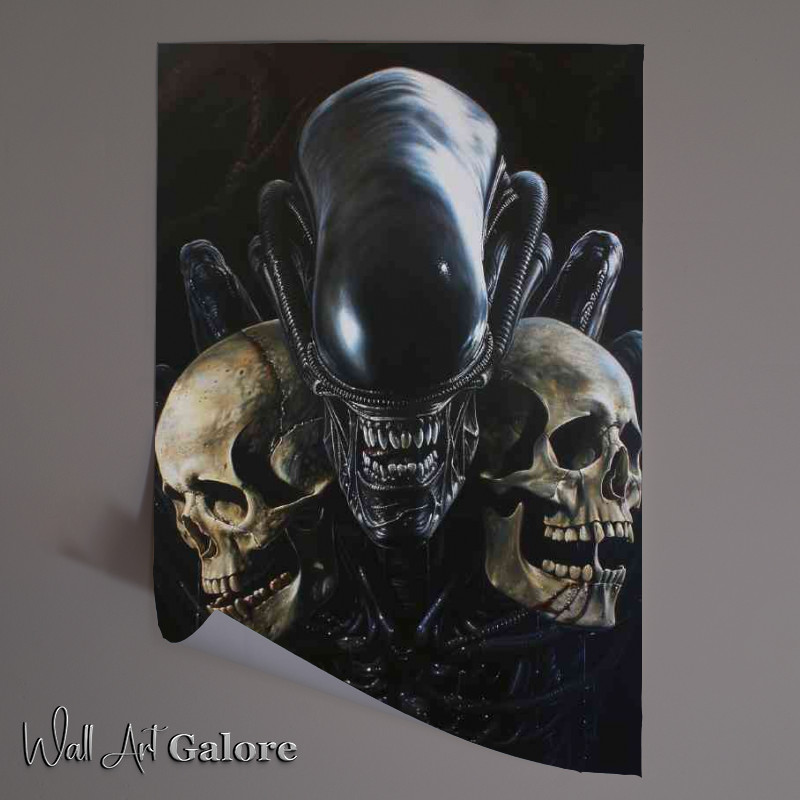 Buy Unframed Poster : (Alien head with skulls)