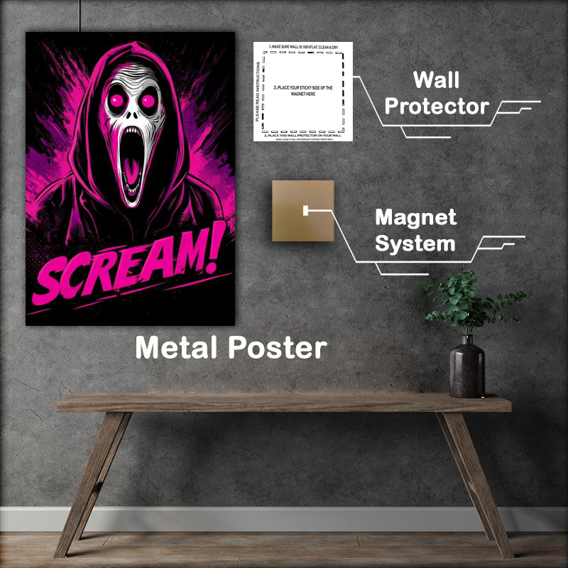 Buy Metal Poster : (Ghostface scream in pink)