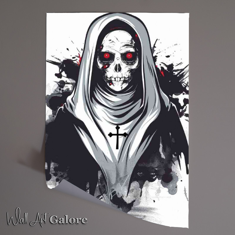 Buy Unframed Poster : (The nun skull face splashed art)