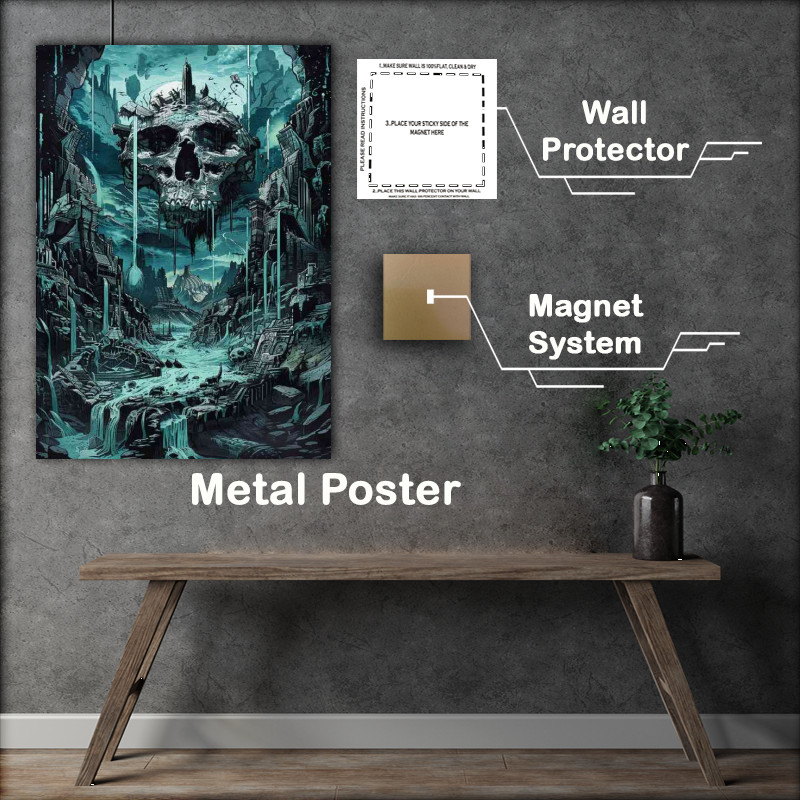 Buy Metal Poster : (The skull standing in the centre waterfalls)