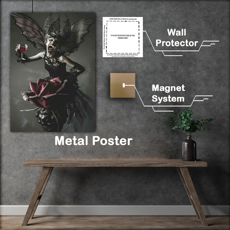 Buy Metal Poster : (The vampire fairy with red wine)
