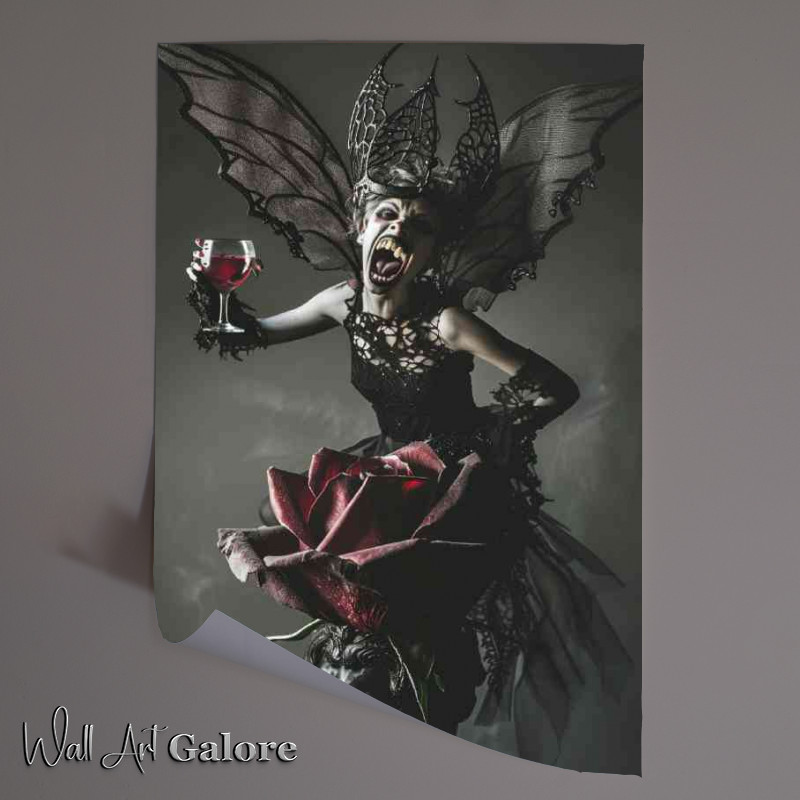 Buy Unframed Poster : (The vampire fairy with red wine)